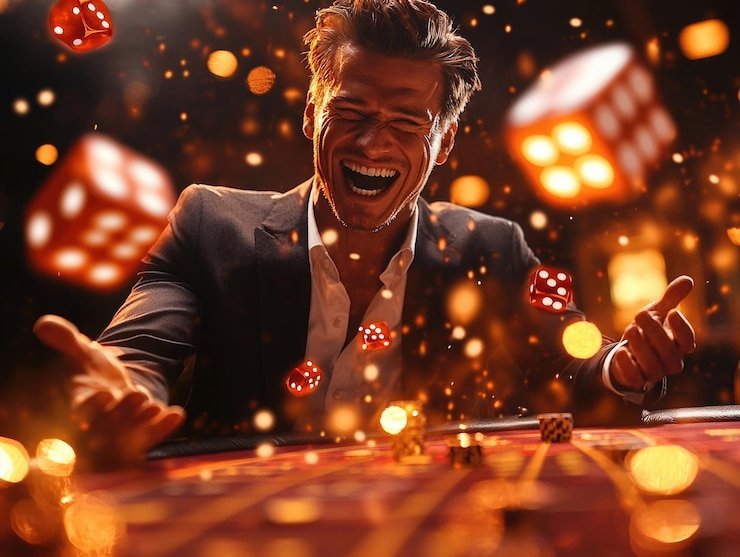 Tampilan layar taruhan roulette dengan tabel dan chip virtual